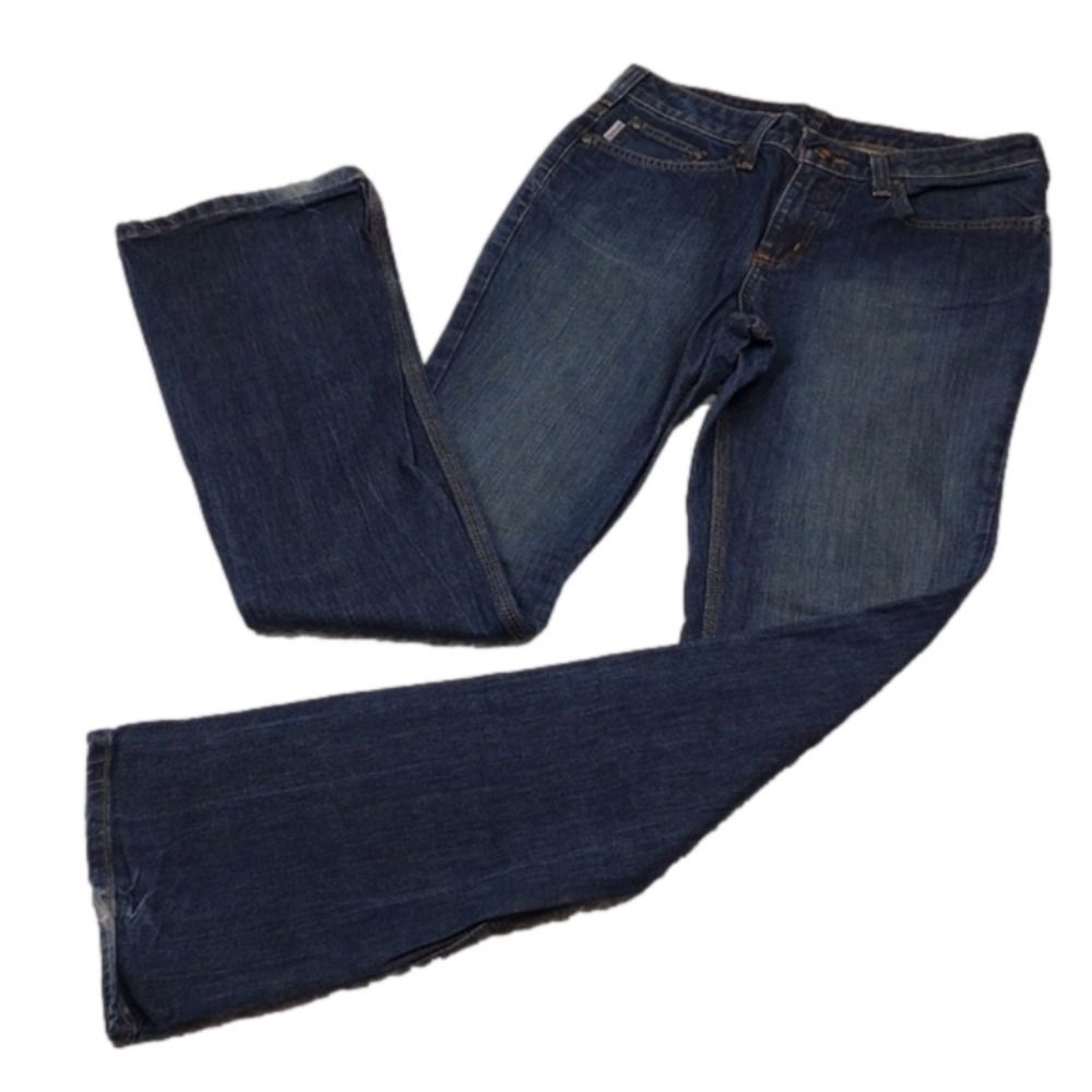 Carhartt Traditional Fit Blue Dark Wash Five Pocket Mid Rise Boot Cut Denim Jean